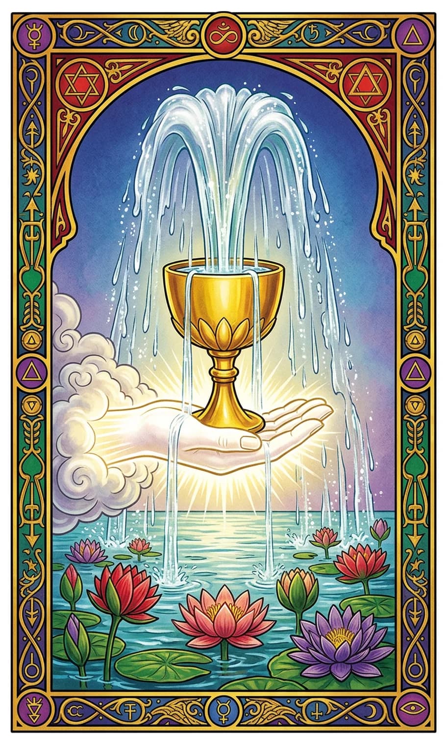 The Ace of Cups card from the Golden Dawn deck