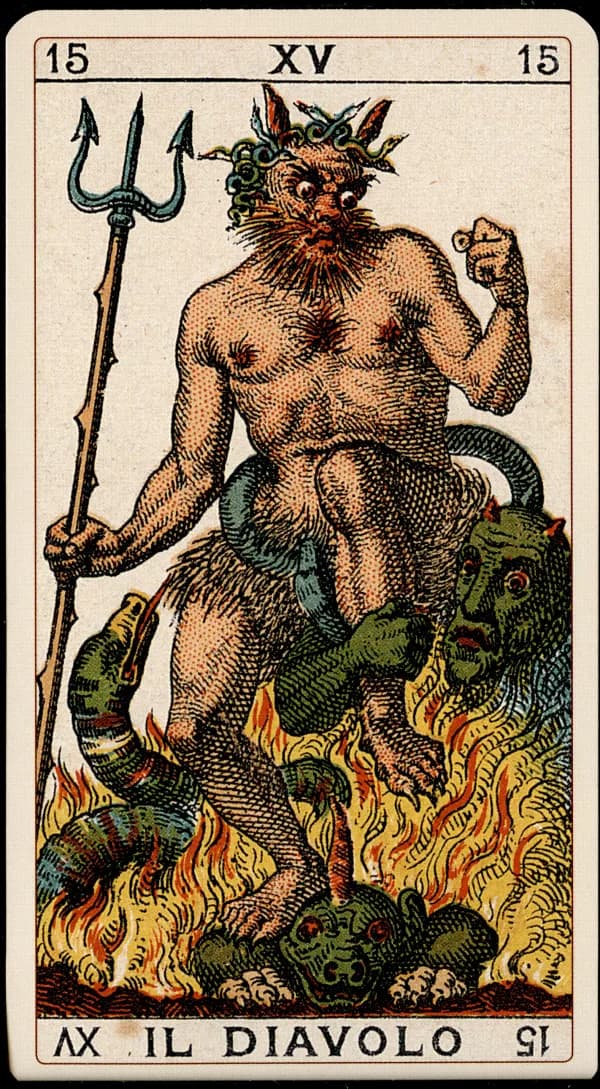 The Devil card from the Tarocchino Milanese deck
