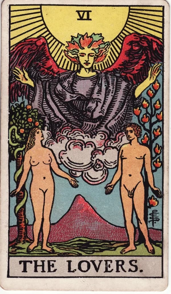 The Lovers card from the Rider-Waite-Smith deck