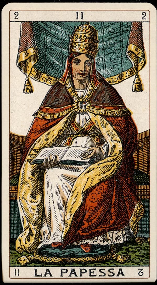 The High Priestess card from the Tarocchino Milanese deck
