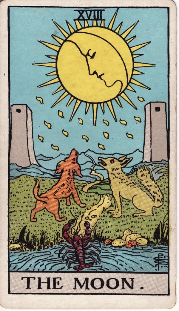 The Moon card from the Rider-Waite-Smith deck