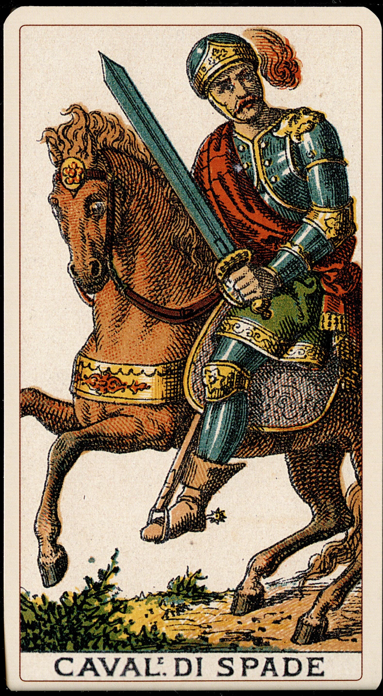 Cavaliere di Spade from the Tarocchino Milanese deck