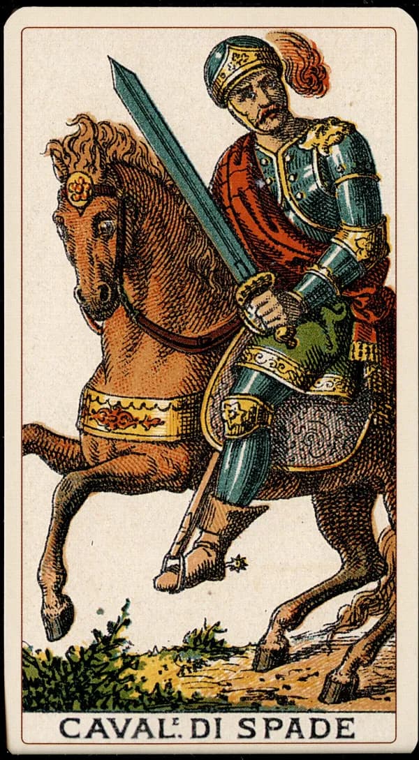 Cavaliere di Spade from the Tarocchino Milanese deck