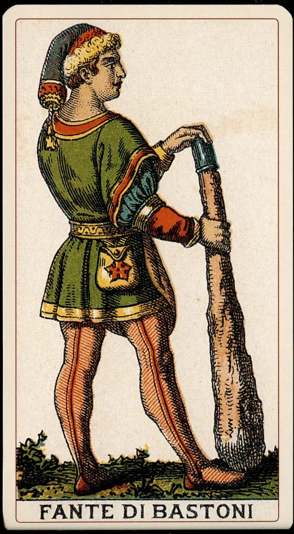 Fante di Bastoni from the Tarocchino Milanese deck