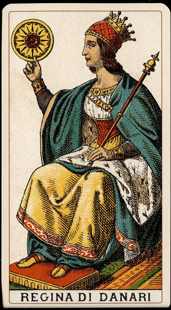 Regina di Denari from the Tarocchino Milanese deck