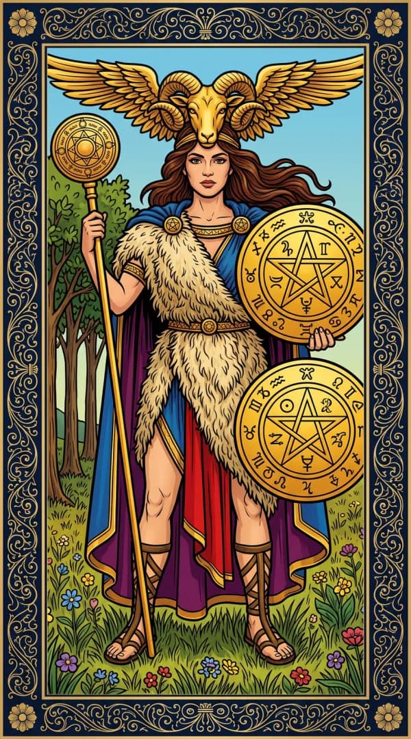 The Princess of Pentacles card from the Golden Dawn deck
