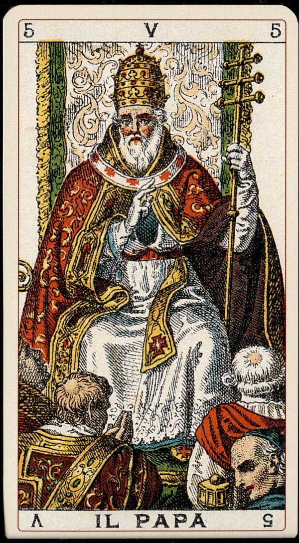 The Hierophant card from the Tarocchino Milanese deck