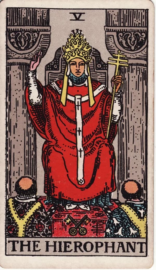 The Hierophant card from the Rider-Waite-Smith deck