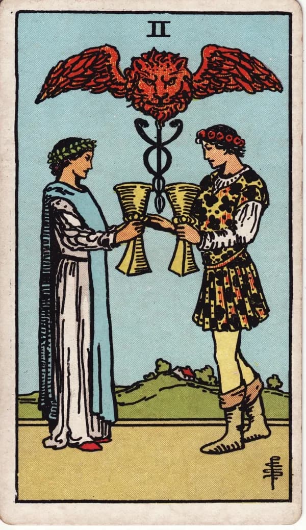 The Two of Cups card from the Rider-Waite-Smith deck