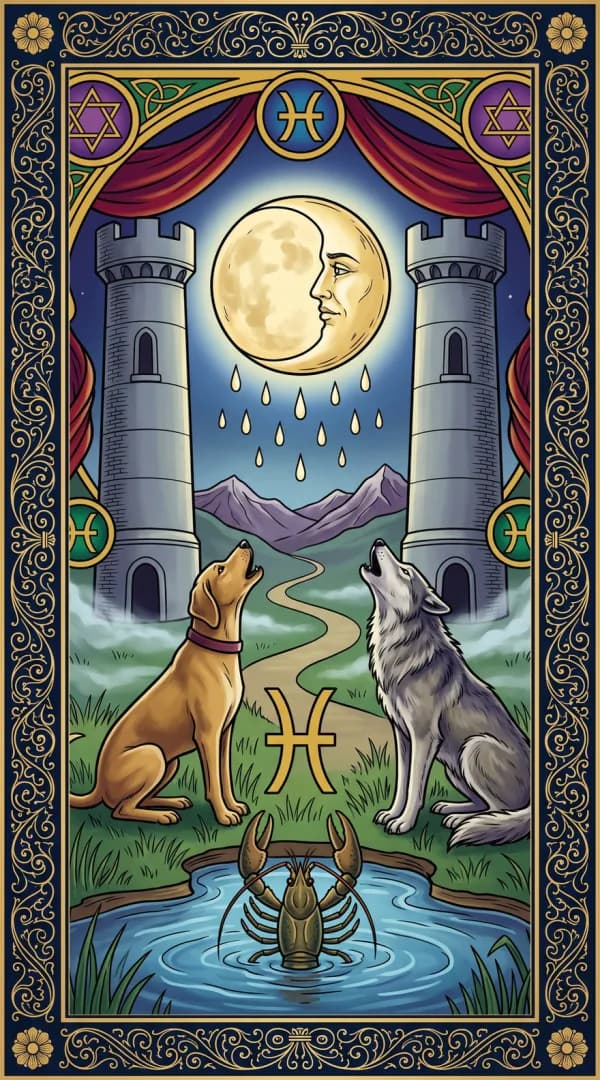 The Moon card from the Golden Dawn deck