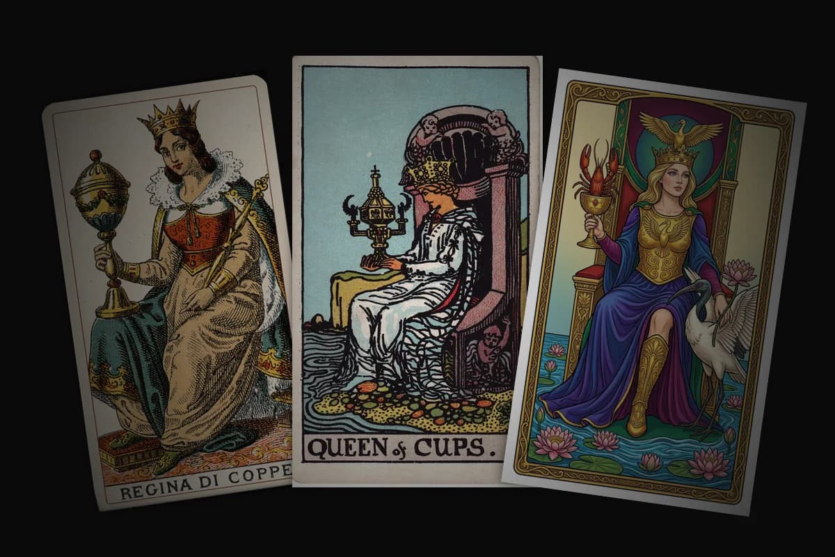 Tarot cards spanning six centuries from Renaissance gold leaf to modern indie decks