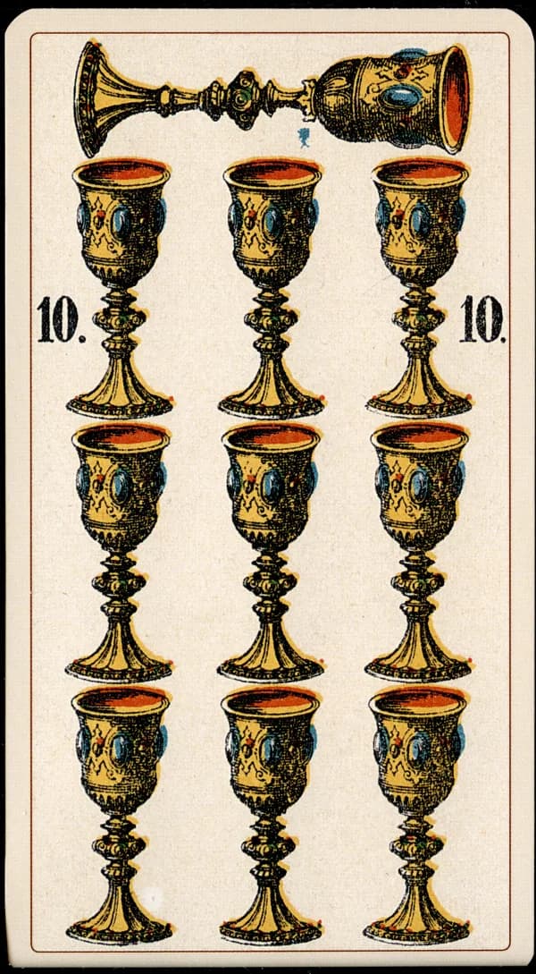 The Ten of Cups card from the Tarocchino Milanese deck