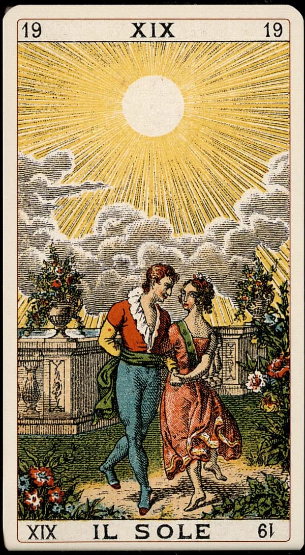The Sun card from the Tarocchino Milanese deck