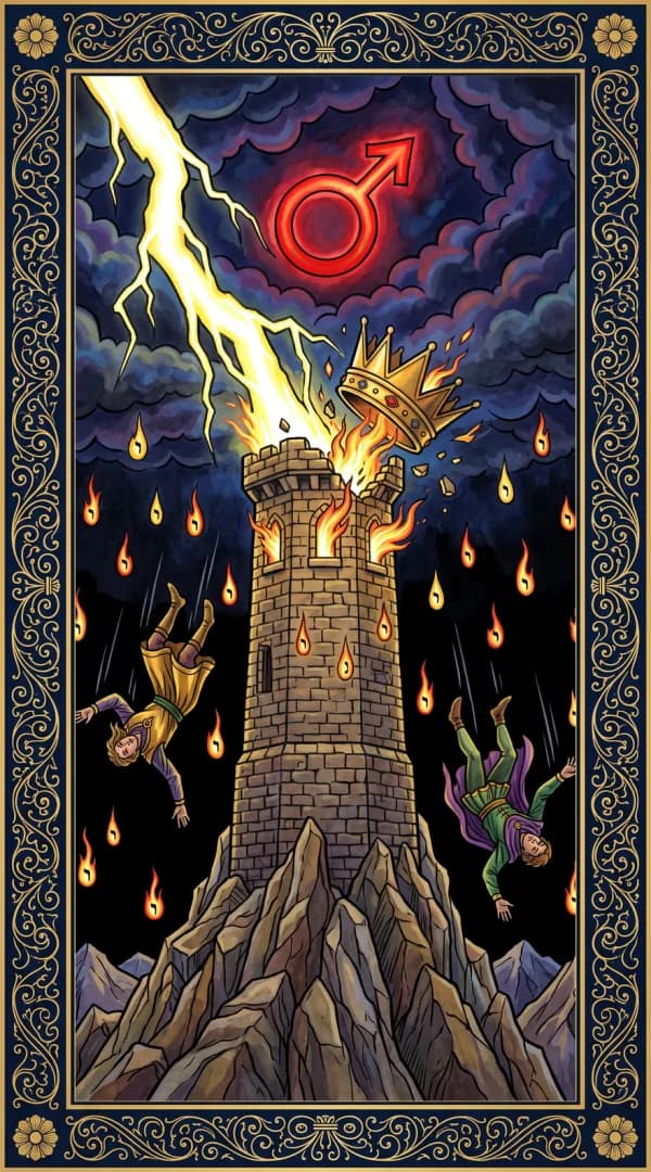 The Tower card from the Golden Dawn deck