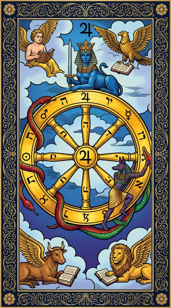 The Wheel of Fortune card from the Golden Dawn deck